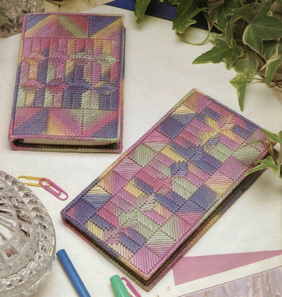 Pastel Prisms Covers Plastic Canvas Pattern Checkbook