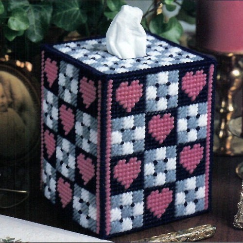 PATTERN Quilted Tissue Box Cover 2 in Plastic Canvas Etsy