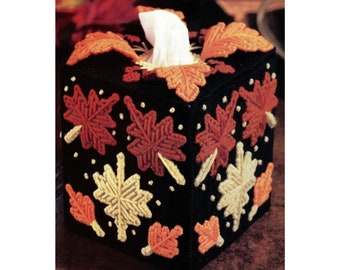 Fall Leaves Tissue Box Cover Plastic Canvas Pattern