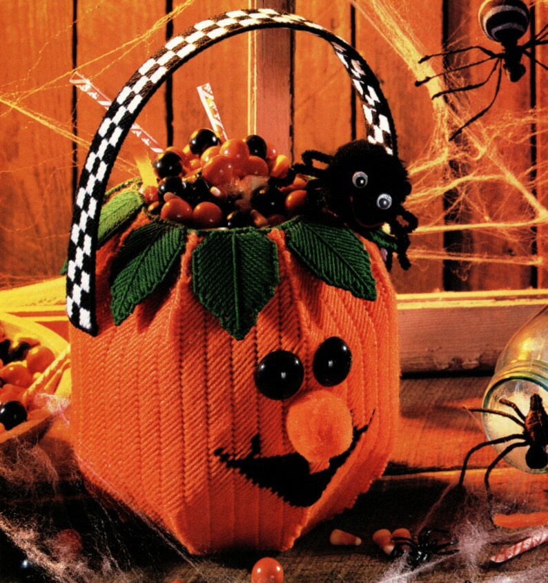 Jack o Lantern Basket Plastic Canvas Pattern Halloween | Etsy