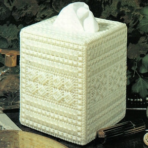 Geflochtenes Kreuzstich Tissue Box Cover Kunststoff Leinwand Muster