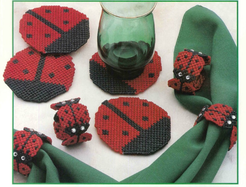 Ladybug Coasters & Napkin Rings Plastic Canvas Pattern Etsy