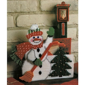 Bonhomme de neige avec porte-cartes à balai Motif de toile en plastique