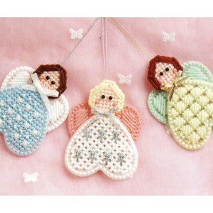 Little Angel Heart Ornaments Plastic Canvas Pattern