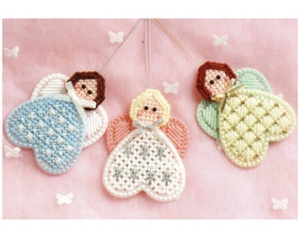 Little Angel Heart Ornaments Plastic Canvas Pattern