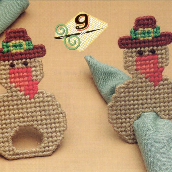 Turkey Pilgrim Napkin Rings Plastic Canvas Pattern