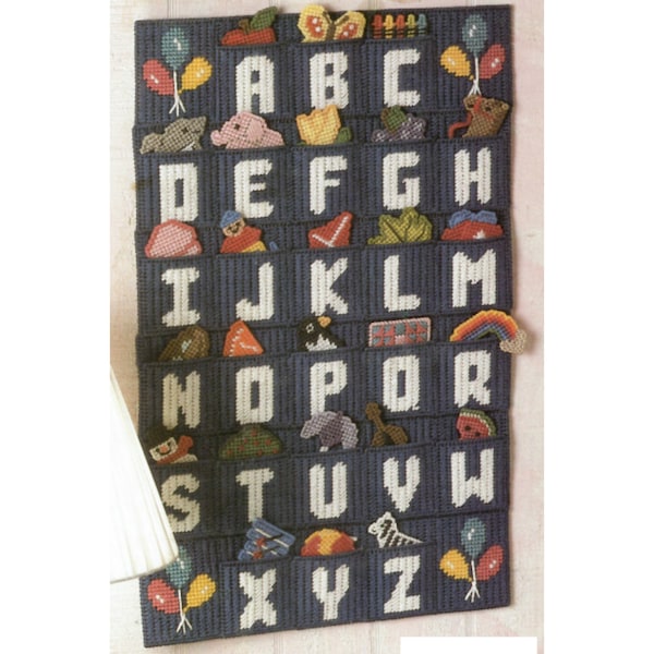 Alphabet Pockets Plastic Canvas Pattern, Alphabet Teaching Tool