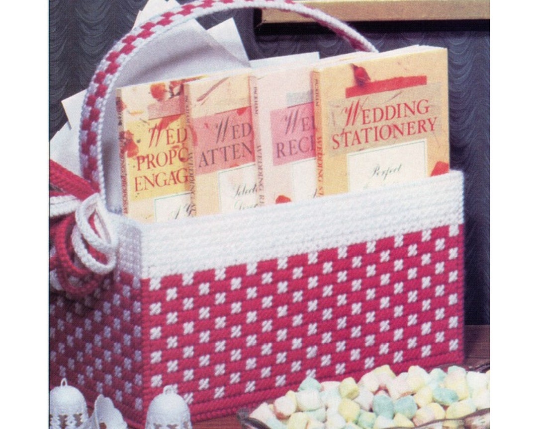 Red & White Check Utensil Basket Plastic Canvas Pattern - Etsy