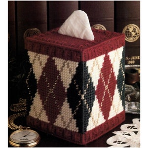 Argyle Tissue Box Cover Plastic Canvas Pattern