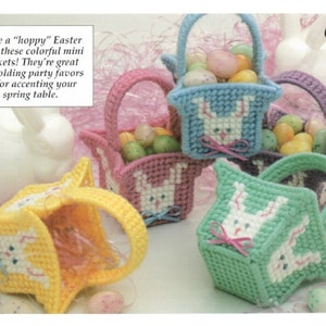 Mini Easter Bunny Baskets Plastic Canvas Pattern, Party Favors