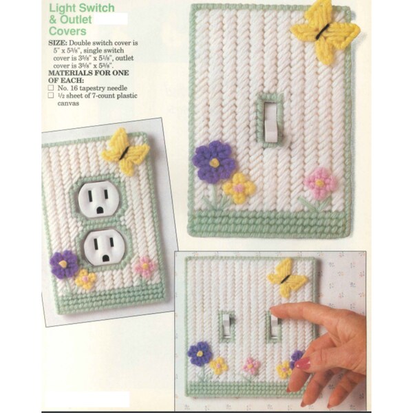 Floral Switch Plate & Outlet Covers Plastic Canvas Pattern
