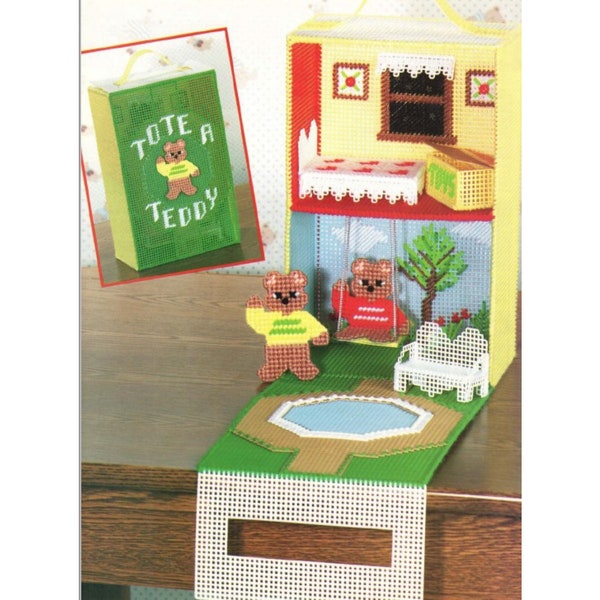 Teddybeer reisspeelset Plastic canvas patroon