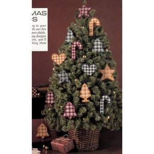 Geruite kerstversieringen Plastic canvaspatroon, geruite cadeaukaartjes