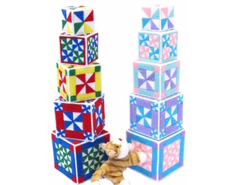 Pinwheel Stacking Blocks Plastic Canvas Pattern