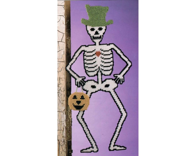 Skeleton Plastic Canvas Pattern, Door Decoration image 1