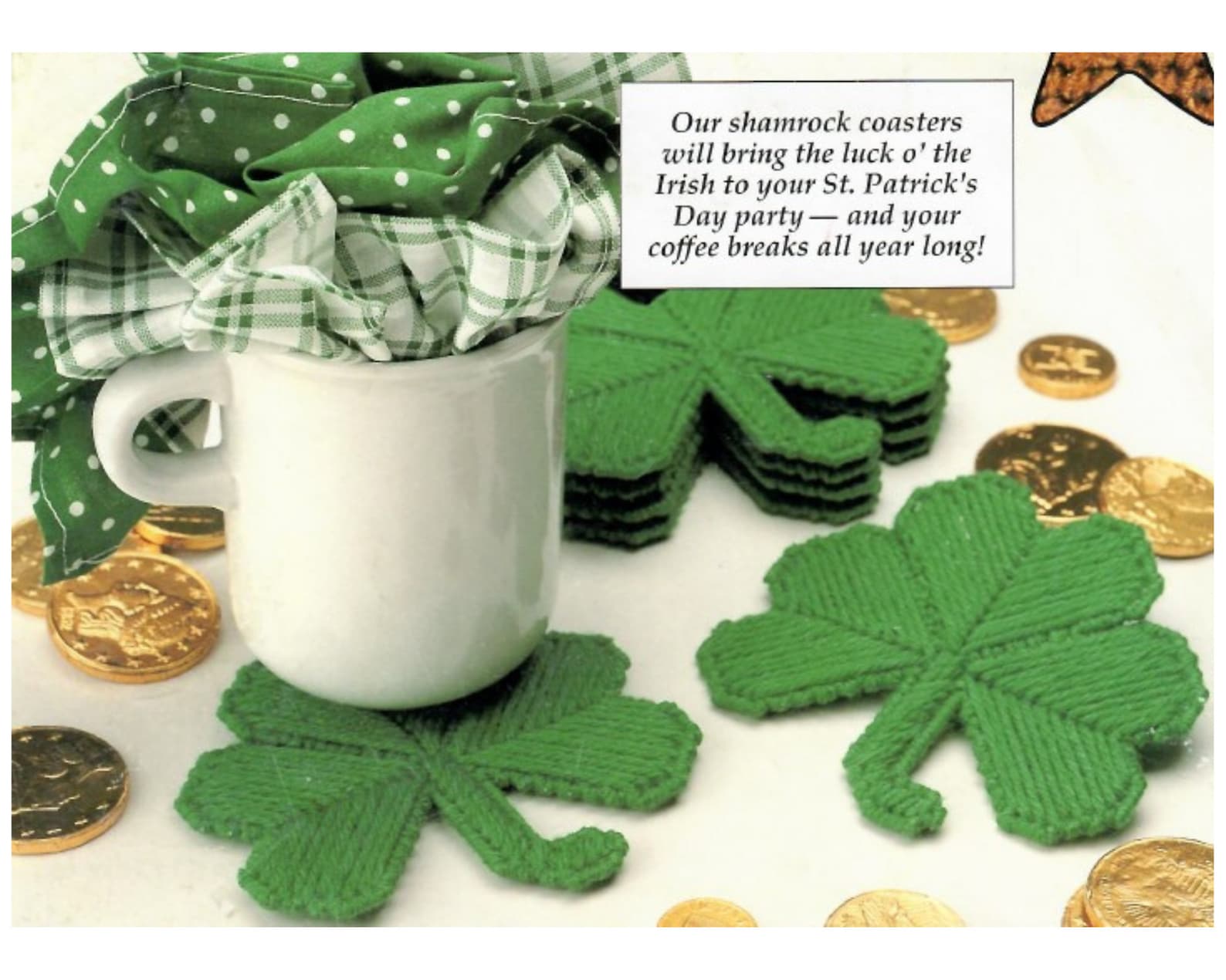Shamrock Coasters Plastic Canvas Pattern St. Patrick's Etsy