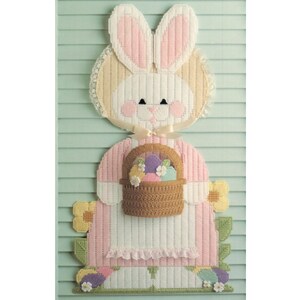 Bunny & Basket Door Decor Plastic Canvas Pattern, Large