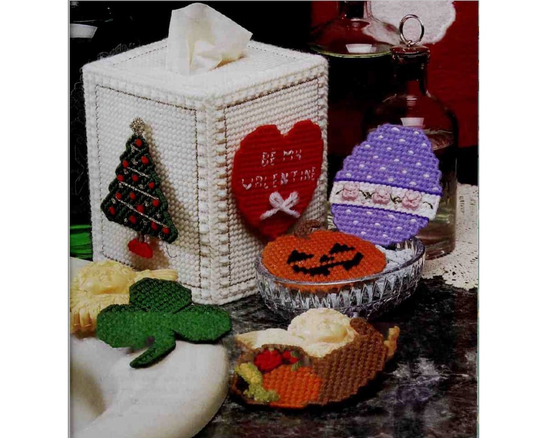 Holiday Tissue Box Cover Plastic Canvas Pattern - Etsy