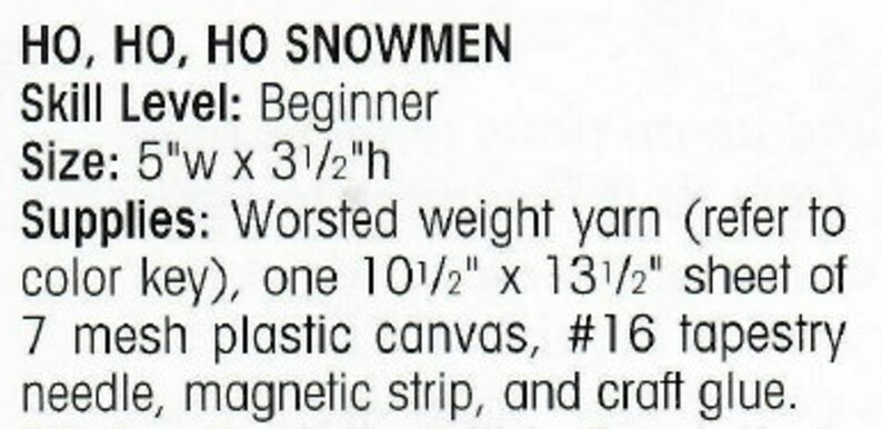 Ho Ho Ho Snowman Magnet Plastic Canvas Pattern Snowmen Christmas