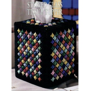 Stained Glass Look Tissue Box Cover Plastic Canvas Pattern