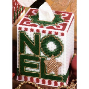 Noel Tissue Box Cover Plastic Canvas Pattern