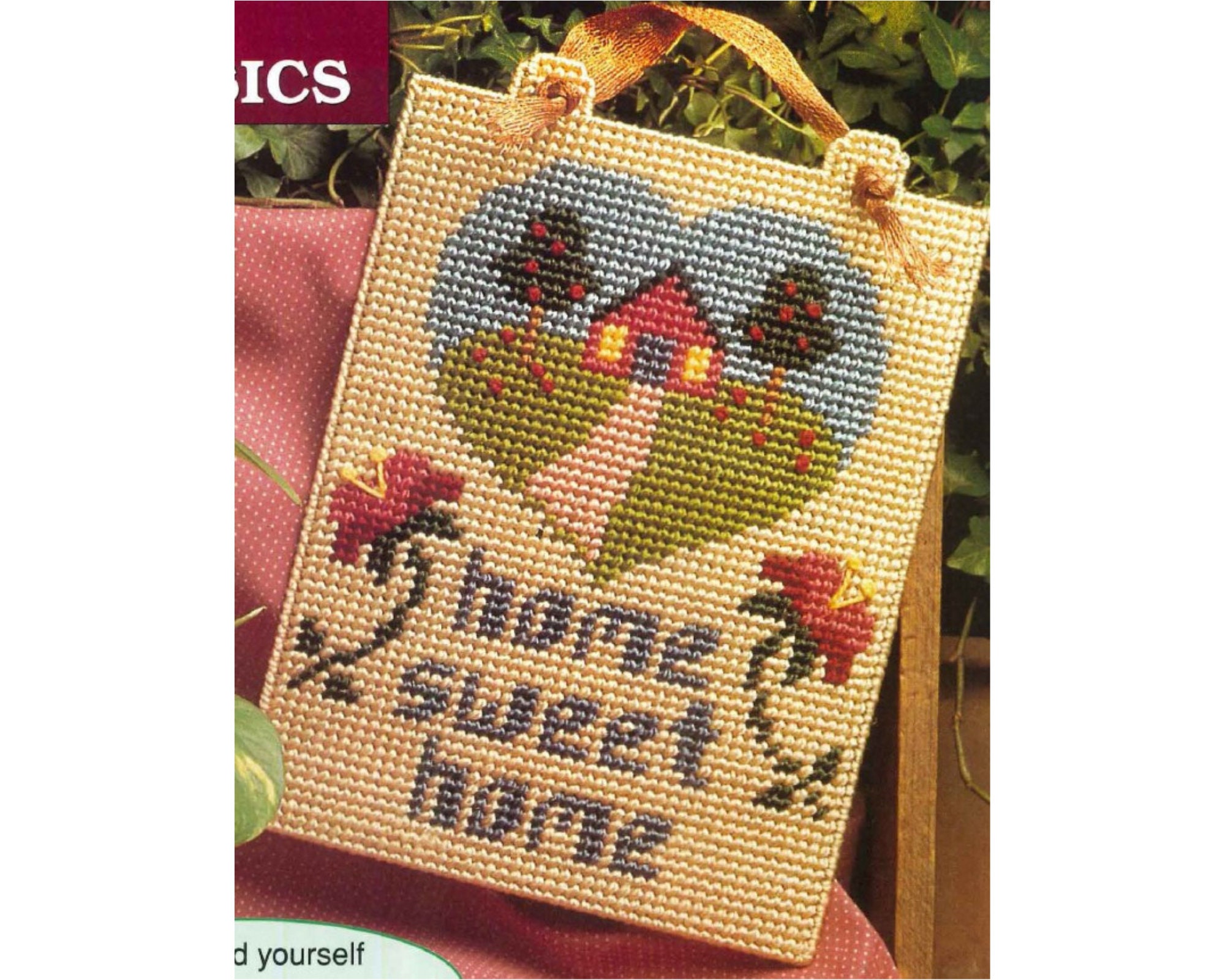 Decorative Weaved Canvas 2PC Wall Hanging 'home sweet home' & Striped Home Decor