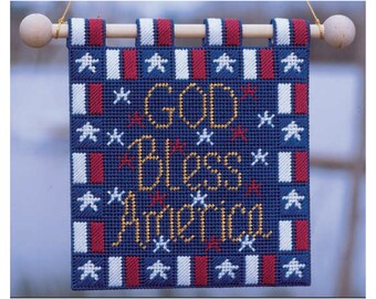 God Bless America Banner Plastic Canvas Pattern,