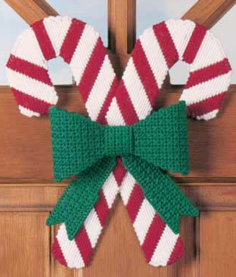 Candy Cane with Bow Decoration Plastic Canvas Pattern Etsy