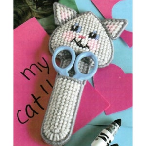 Cat Scissors Holder Plastic Canvas Pattern, Child&#39;s Scissors Holder