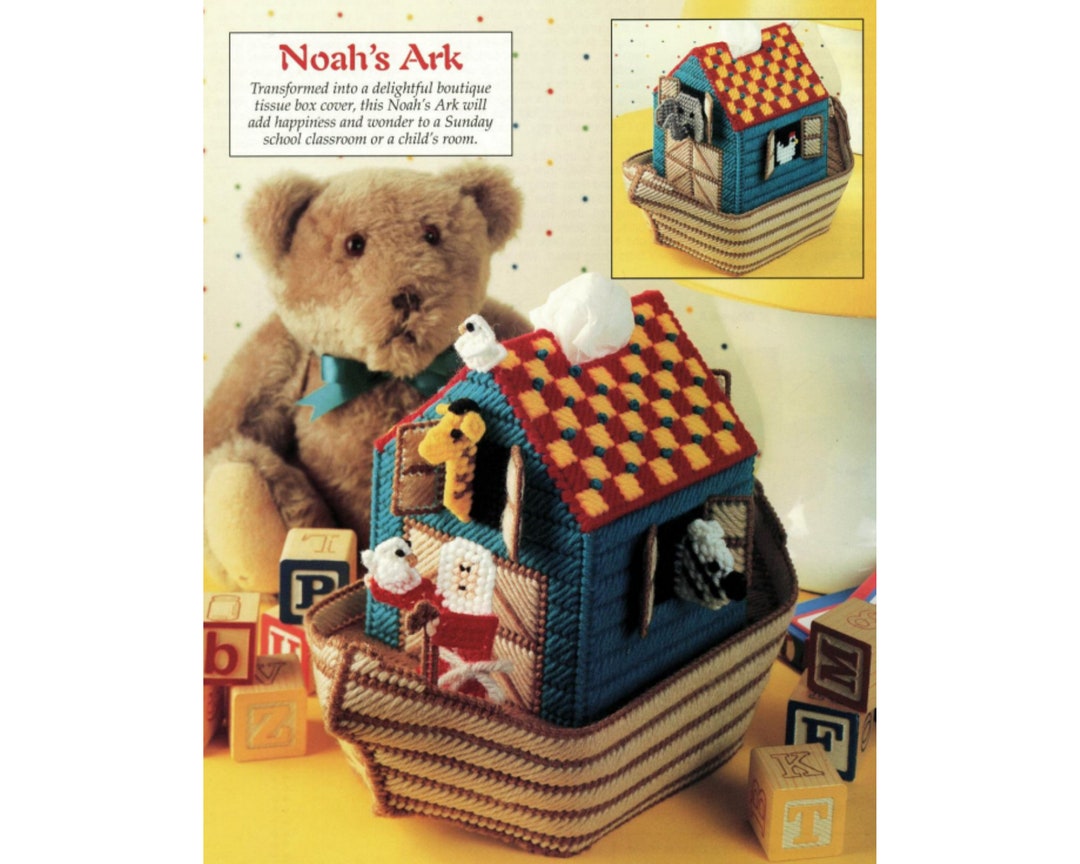 Noah's Ark Tissue Box Cover Plastic Canvas Pattern - Etsy