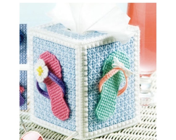 Flip Flops Tissue Box Cover Plastic Canvas Pattern