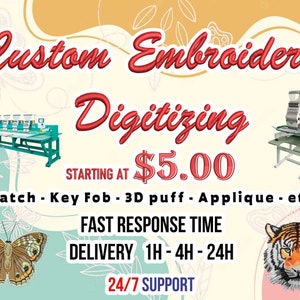 Custom Embroidery Digitizing / Custom Embroidery Pattern/ Custom Digitizing / Embroidery Designs/ Custom Logo Design