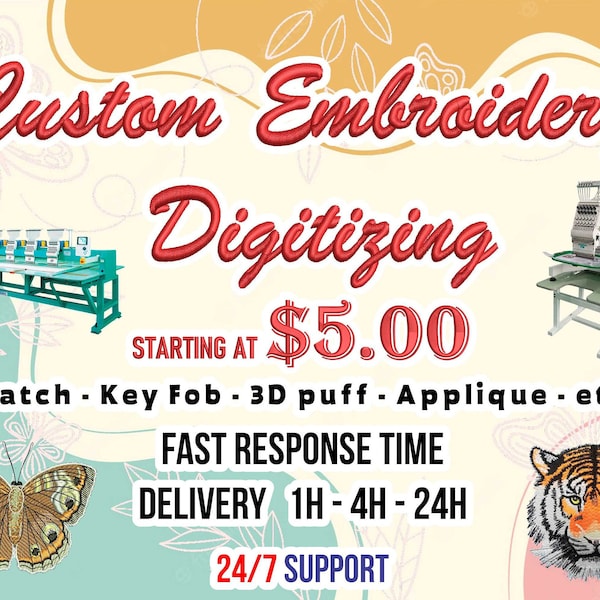 Custom Embroidery Digitizing / Custom Embroidery Pattern/ Custom Digitizing / Embroidery Designs/ Custom Logo Design