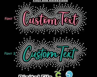 Custom Rhinestone Text Template, SVG Design (Digital Download)