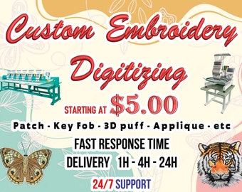 Custom Embroidery Digitizing / Custom Embroidery Pattern/ Custom Digitizing / Embroidery Designs/ Custom Logo Design