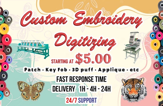 Custom Embroidery Digitizing / Custom Embroidery Pattern/ Custom Digitizing / Embroidery Designs/ Custom Logo Design