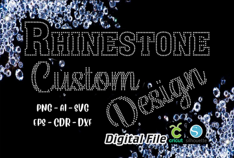 Custom Rhinestone, Rhinestone Template, Rhinestone Svg, Bling File Svg, Customized rhinestone template Svg, Custom Svg, Custom logo design image 1