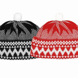 Kufi Hat Set of 2 | Muslim Prayer Cap, Beanie, Skullcap, Traditional African & Turkish Style Black/light Red