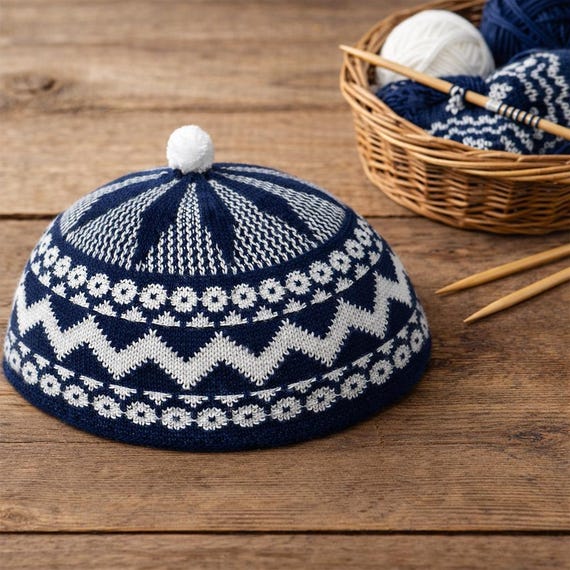 Navy Blue Taqiyah Kufi Skull Cap, Traditional African Hat