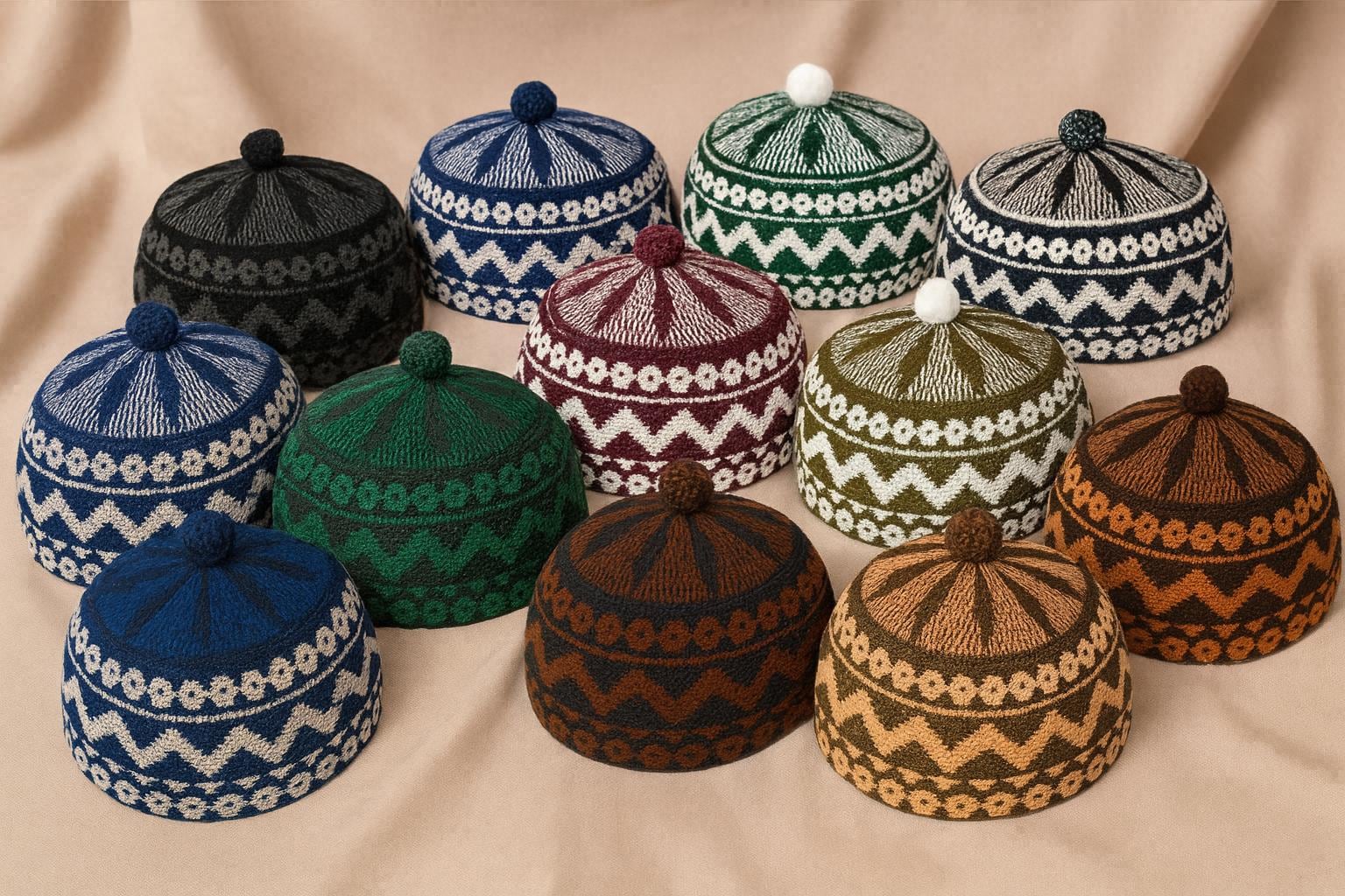 Kufi Hats Haji Zigzag Knitting Caps Traditional African West Hat