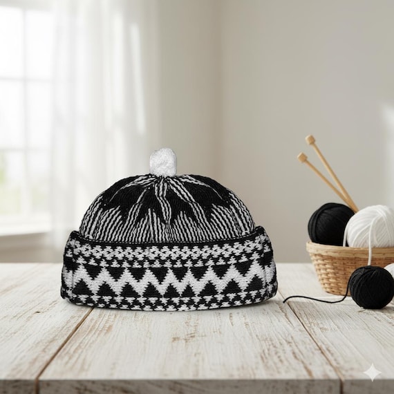 Black Kufi Hat Haji Cap Muslim Zigzag Beanie Skull Cap Senegalese