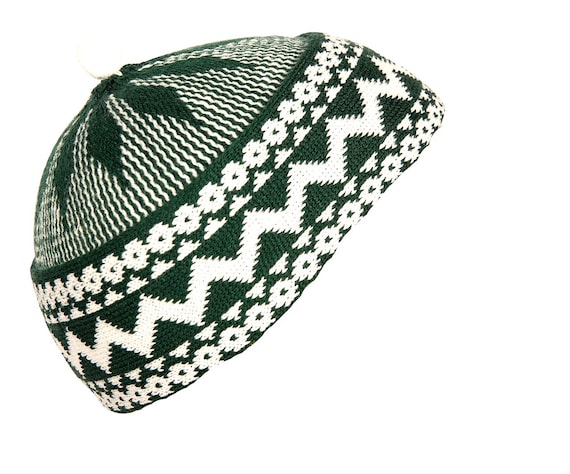 Green Haji Kufi Hat, Traditional Senegalese Lafa, West African