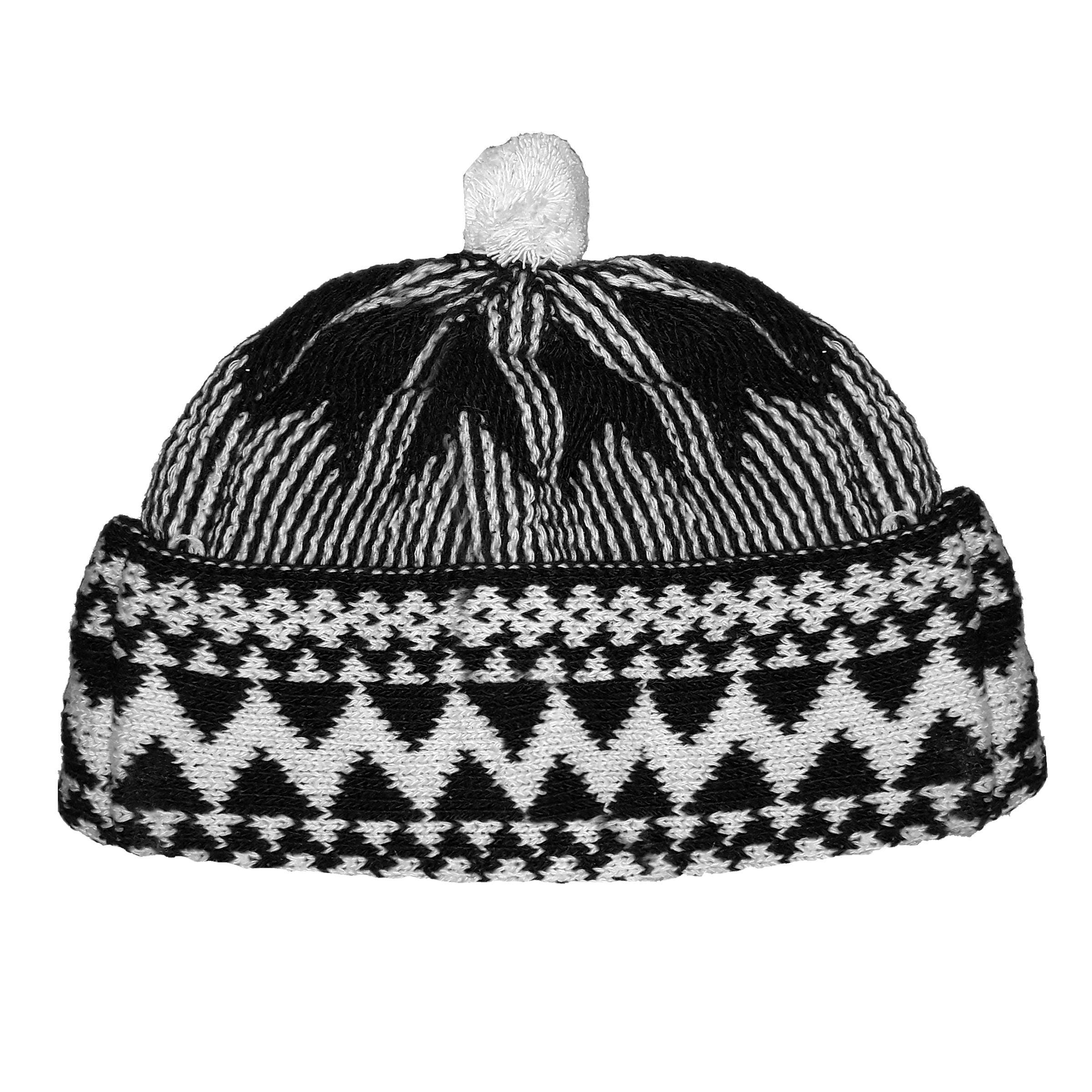 Black Kufi Hat Haji Cap Muslim Zigzag Beanie Skull Cap Senegalese