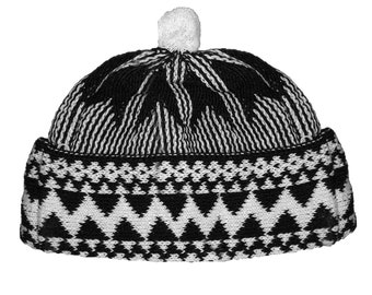 Velvet Kufi Zigzag Haji Cap Black 