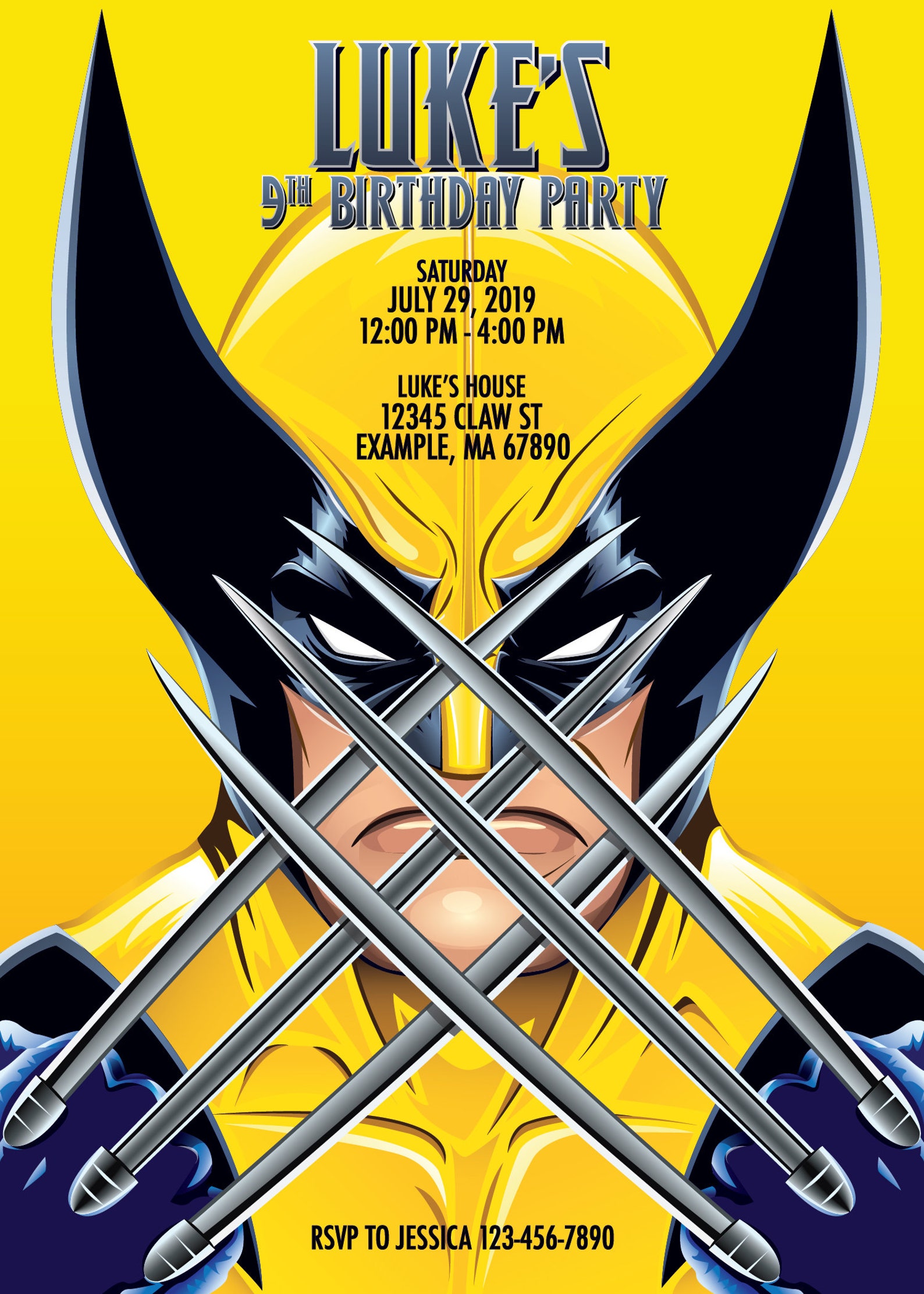 Wolverine Invitation, Wolverine Invite, Wolverine Birthday, Xmen