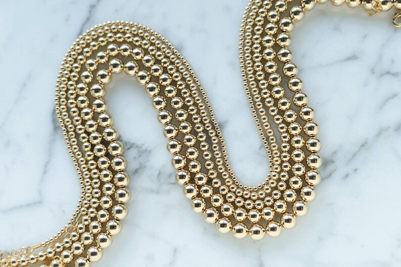 26 Mm Gold Beaded Necklace Gold Bead Choker 14K Gold Filled Etsy