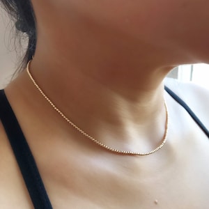 2mm Ball Necklace | Dainty Gold Bead Necklace | Gold Beaded Choker | 14K Gold-Filled Necklace | Sterling Silver Beads | Layering Necklace