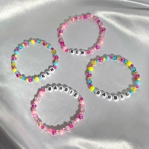 Barbie themed stretchy handmade beaded bracelets