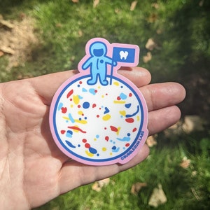 Jawbreaker Moon Vinyl Sticker (Blue-theme variation) - Space Sticker - Cute Candy Sticker - Laptop Sticker - Waterproof Water Bottle Sticker