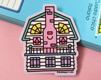 Haunted Dream House Vinyl Sticker - Friendlyburg Horror Vinyl Sticker - Cute Horror Movie Sticker - Laptop Sticker - Water Bottle Sticker